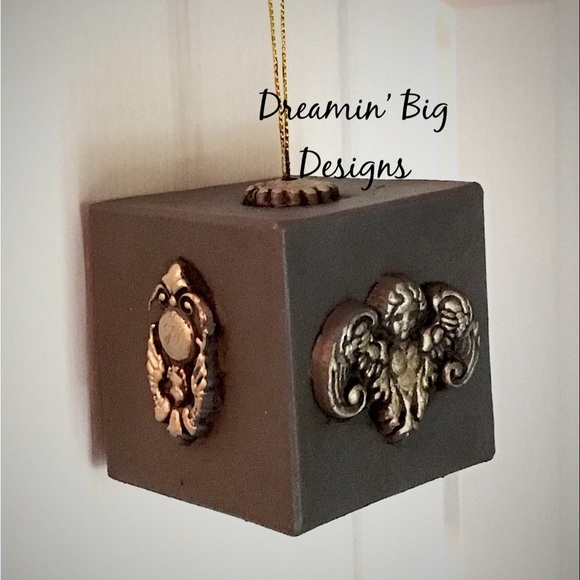 EMBELLISHED Hand Painted Cube Angel Christmas Tree Paper Mache Ornament Decor - Picture 5 of 6